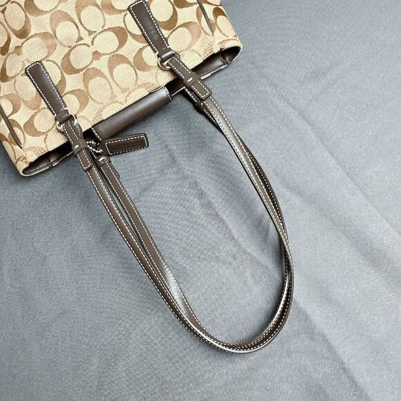 COACH VINTAGE BROWN/TAN SIGNATURE TOTE 6090 SHOULDER BAG - Picture 5 of 11